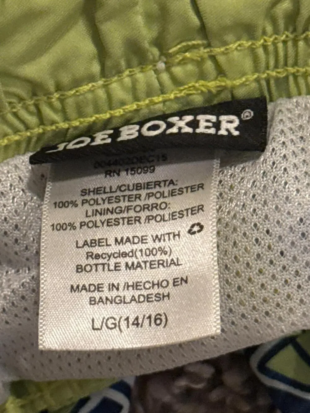 Joe Boxer Boys Swim Trunks Large 14/16 Blue Green Geometric